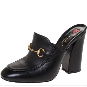 Gucci Black Horsebit Julie Princetown Heel Mules